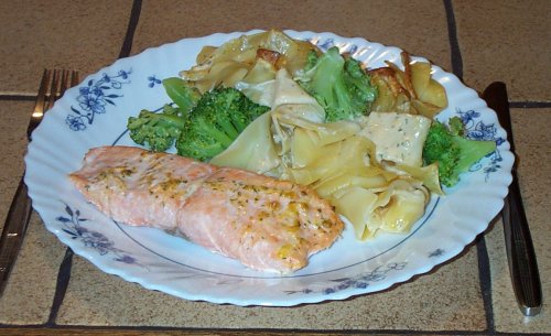 Brokkoli-Lachs-Gratin