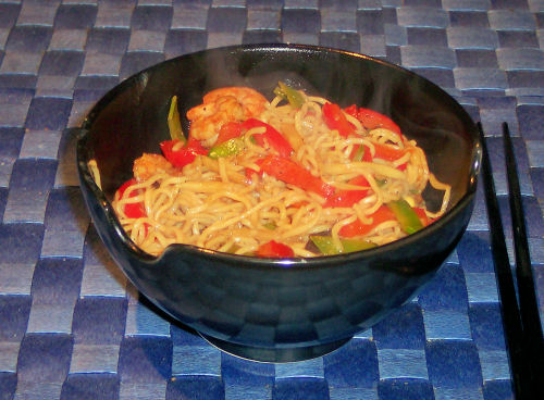 Garnelen mit gebratenem Gemüse