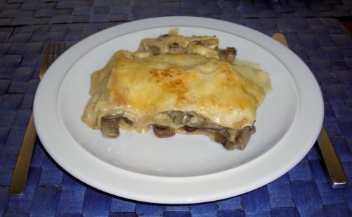 Hähnchenlasagne mit Champignons