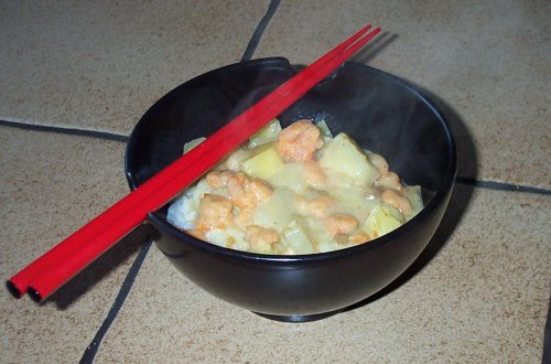 Schrimps in Kokos-Ananas-Sauce