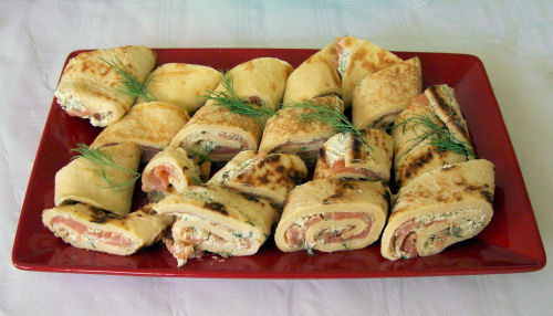 Pfannkuchen-Lachs-Rolle