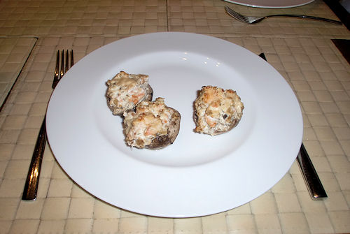 Überbackene Champignons mit Räucherlachscreme