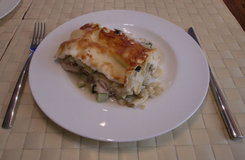 Lasagne mit Zucchini und Lachs