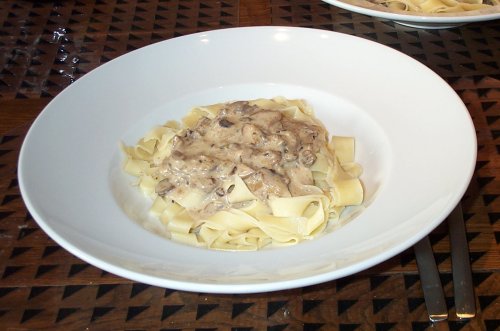 Nudeln in Pilz-Sahne-Sauce