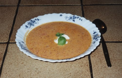 Tomatencremesuppe mit Krabben