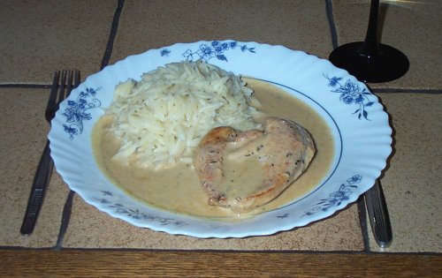 Hähnchen in Weinbrandsauce